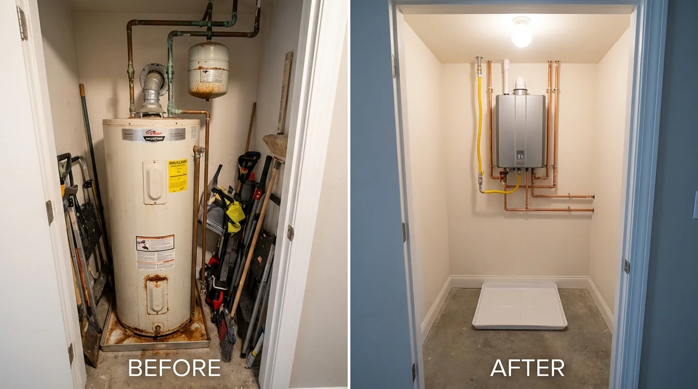 Tank water heater versus wall-mounted tankless unit comparison for Lindsay, OK homeowners